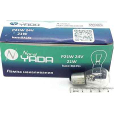 Автолампа 24V P21W  (ук.пов. и стоп-сигнал) одноконтактные Nord Yada: P21W 24V BA15s